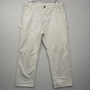 Dickies Men's Carpenter Pants 100% Cotton White‎ Painter Work Wear Denim 36x34
